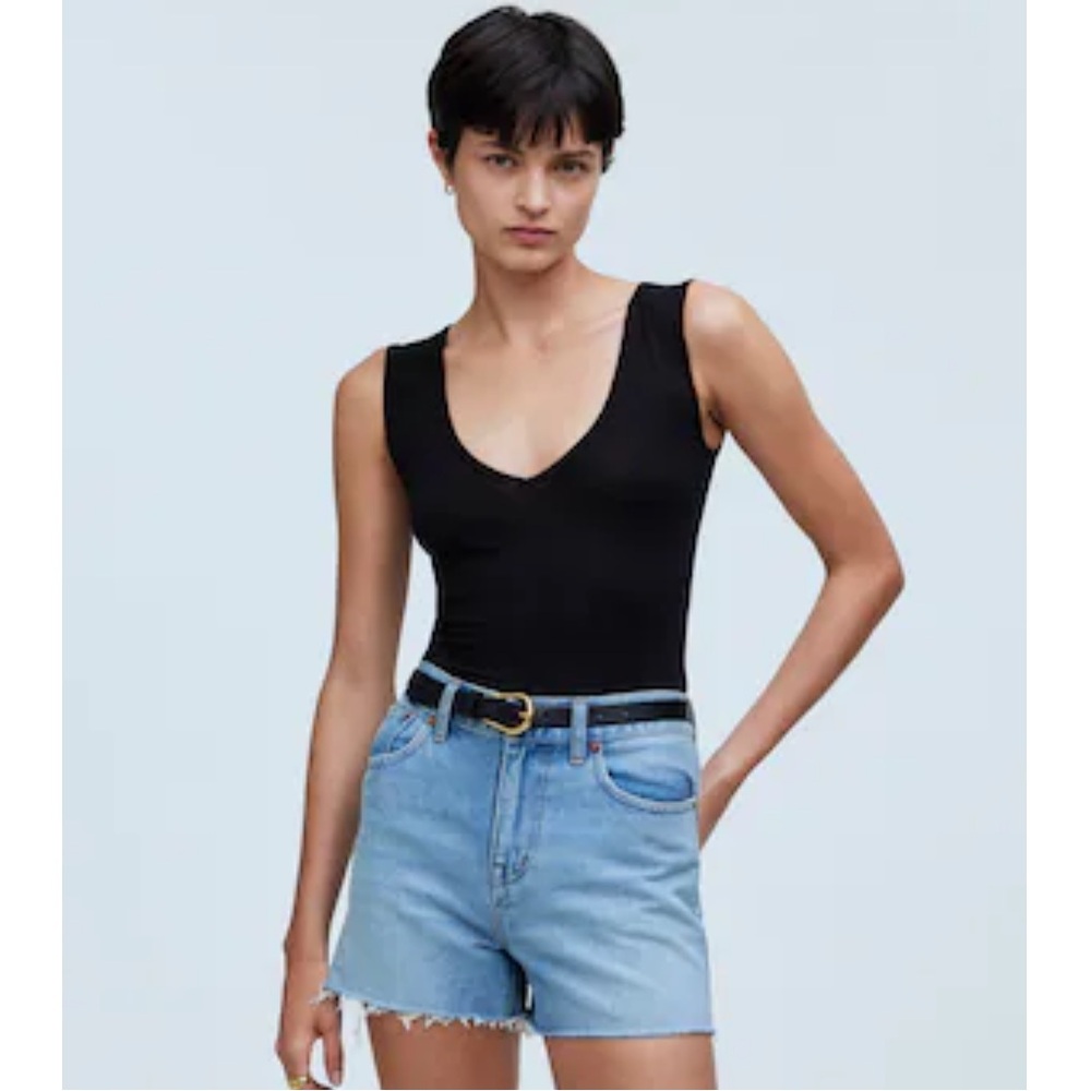 Relaxed denim shorts raw hem